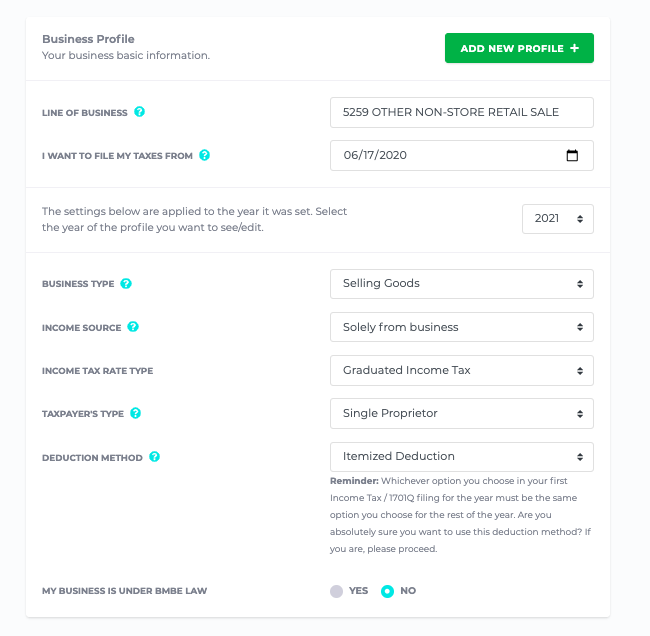 taxumo business profile example 2